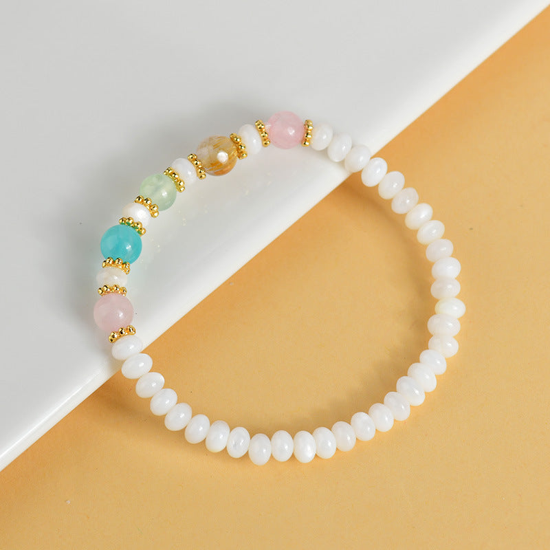 Five Elements Shell Bead Crystal Bracelet | Harmony & Wealth Talisman for Women