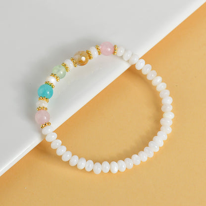 Five Elements Shell Bead Crystal Bracelet | Harmony & Wealth Talisman for Women