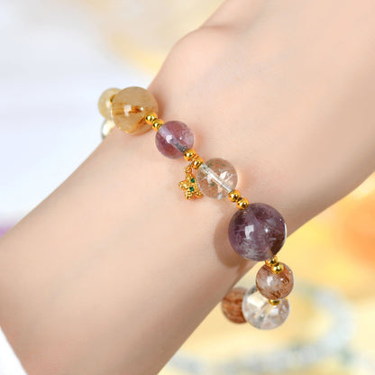 Natural Crystal Multi-Gem Bracelet | Amethyst & Silver Spiritual Protection Talisman