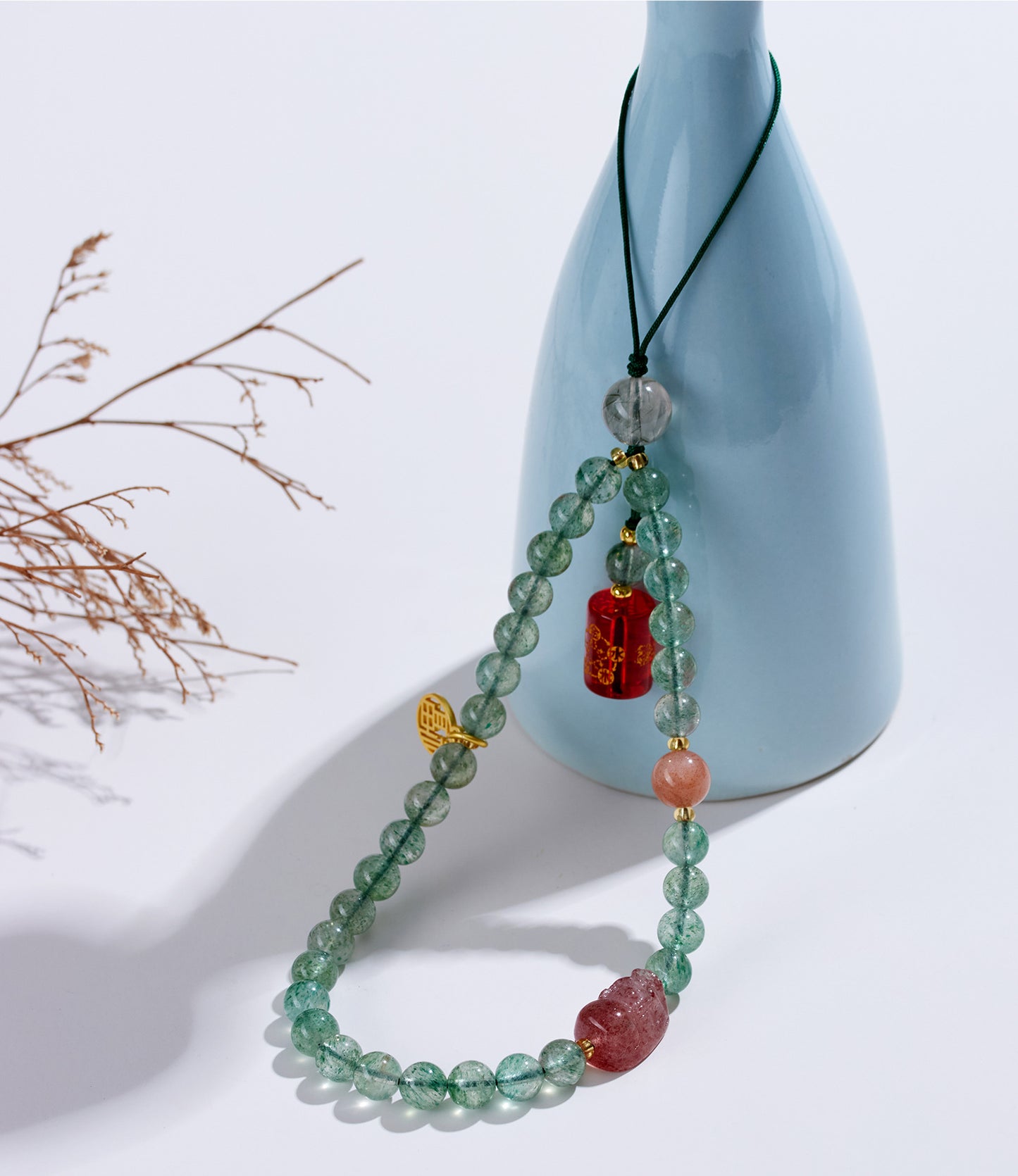 Five Elements Natural Crystal Agate Phone Chain Pendant - Balance Energy & Attract Fortune