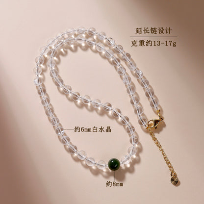 Natural White Crystal Collarbone Necklace | Adjustable Purity Protection Amulet