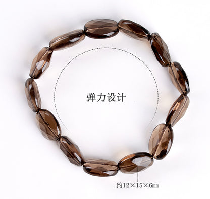 Natural Tea Crystal Oval Faceted Single Loop Bracelet for Women | Spiritual Energy & Protection