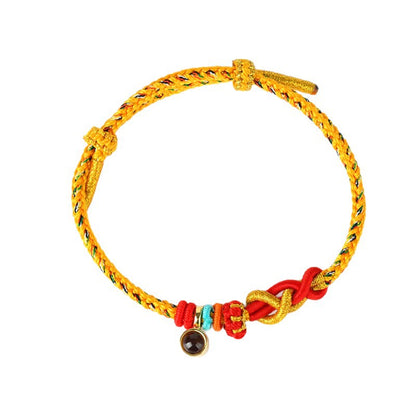 Five Directions Wealth Knot DIY Hand-Woven Bracelet Cord with Gold Fortune Beads