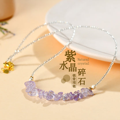 Natural Amethyst Crushed Stone Adjustable Necklace | Spiritual Protection & Elegant Design for Women
