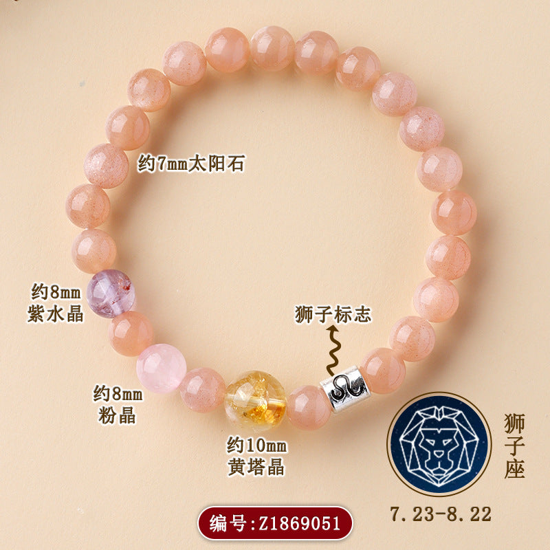 Natural Crystal Zodiac Bracelet | Multi-Gemstone Protection & Luck Charm for Women