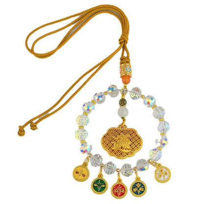 Five-Way God of Wealth Ruyi Lock Abacus Car Pendant - Prosperity and Protection Talisman