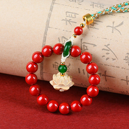 Natural Imperial Red Sand Cinnabar Good Luck Car Pendant Keychain Bag Charm