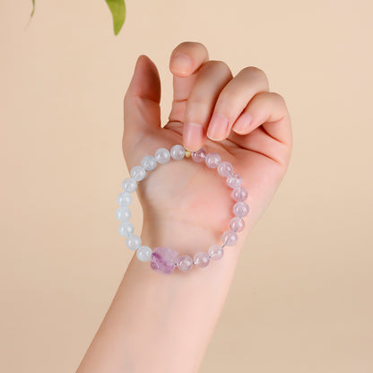 Natural Lavender Amethyst and Aquamarine Faceted Bracelet | Half Blue Half Purple Spiritual Jewelry