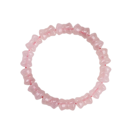 Natural Pink Quartz Bowknot Bamboo Knot Bracelet - Love Harmony Charm for Women