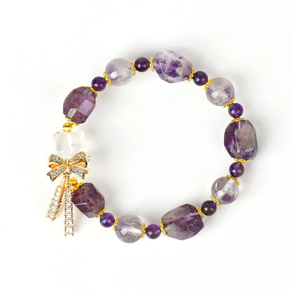 Purple Phantom Amethyst Crystal Bear Bracelet | Romantic Dreamy Talisman