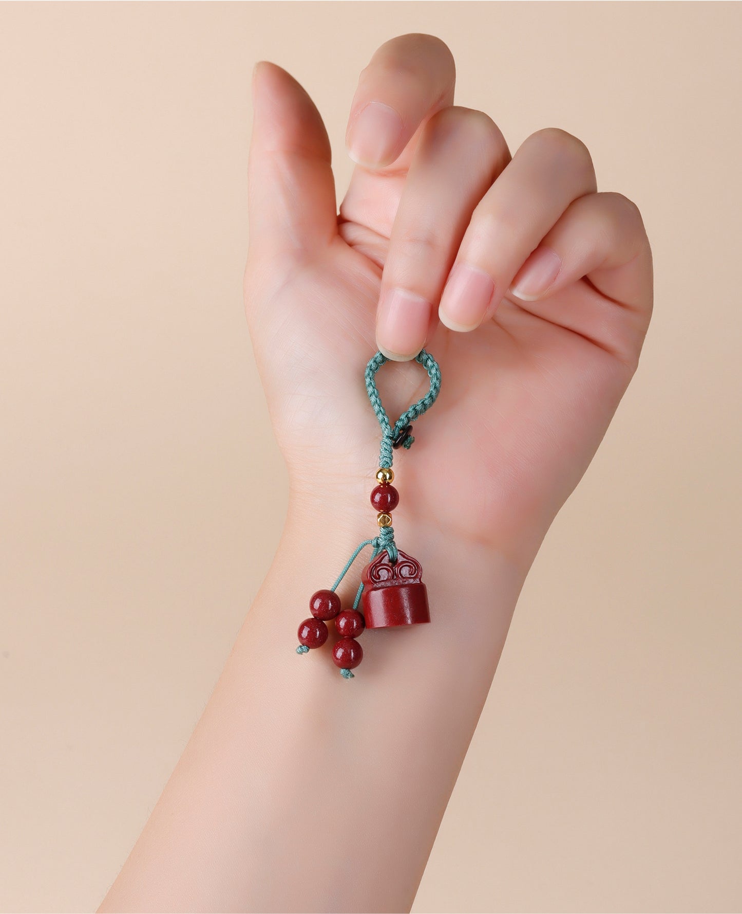 Natural Purple Gold Cinnabar Wishful Keychain - Chinese Style Luck Charm for Bags