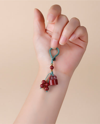 Natural Purple Gold Cinnabar Wishful Keychain - Chinese Style Luck Charm for Bags