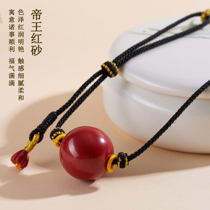 Imperial Red Cinnabar Collarbone Necklace | Natural Protection & Elegance for Women