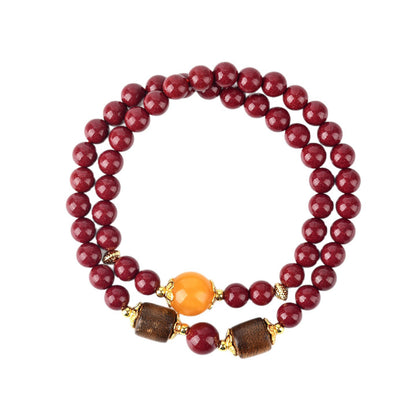 Natural Purple Gold Cinnabar Agarwood Double Circle Bracelet | Wealth Protection & Spiritual Harmony