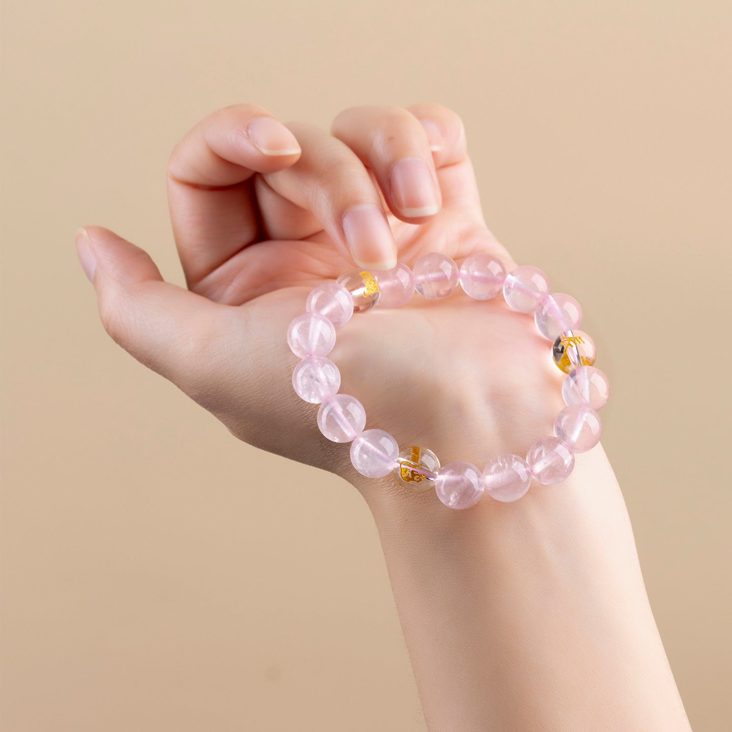 Natural Pink Crystal Three-in-One Zodiac Bracelet for Women - Starlight Harmony & Love Energy