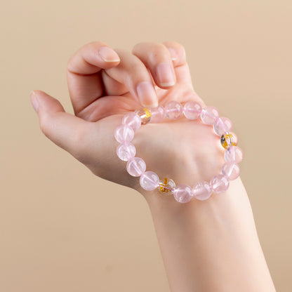 Natural Pink Crystal Three-in-One Zodiac Bracelet for Women - Starlight Harmony & Love Energy