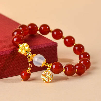 Natural Red Agate Zodiac Fortune Bracelet for Women - Lucky Stone Spiritual Enhancer