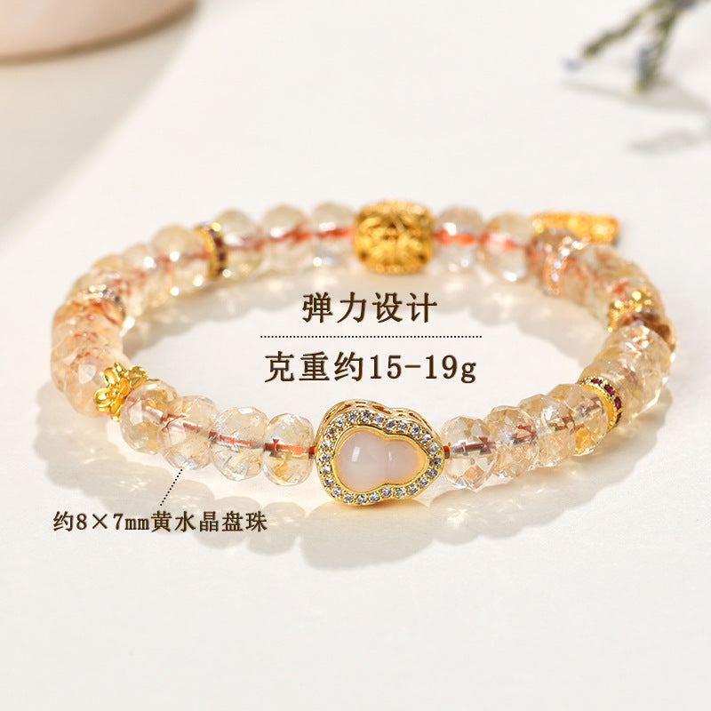 Natural Yellow Crystal Faceted Bead Bracelet | Lucky Charm for Wealth & Positivity