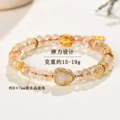 Natural Yellow Crystal Faceted Bead Bracelet | Lucky Charm for Wealth & Positivity