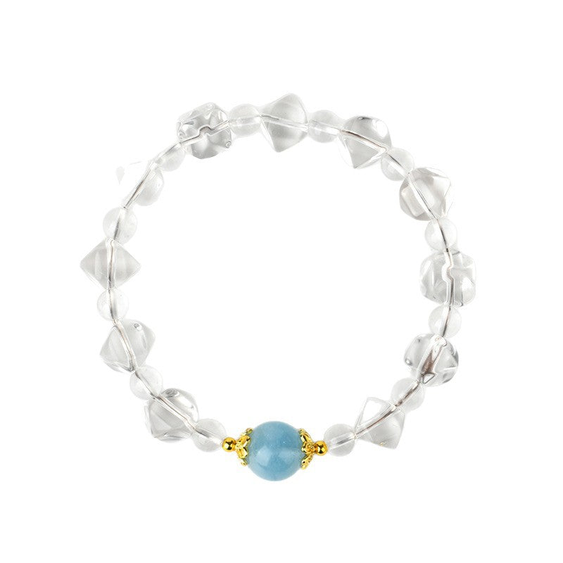Natural White Crystal Aquamarine Irregular Bracelet | Spiritual Purification & Elegant Fashion