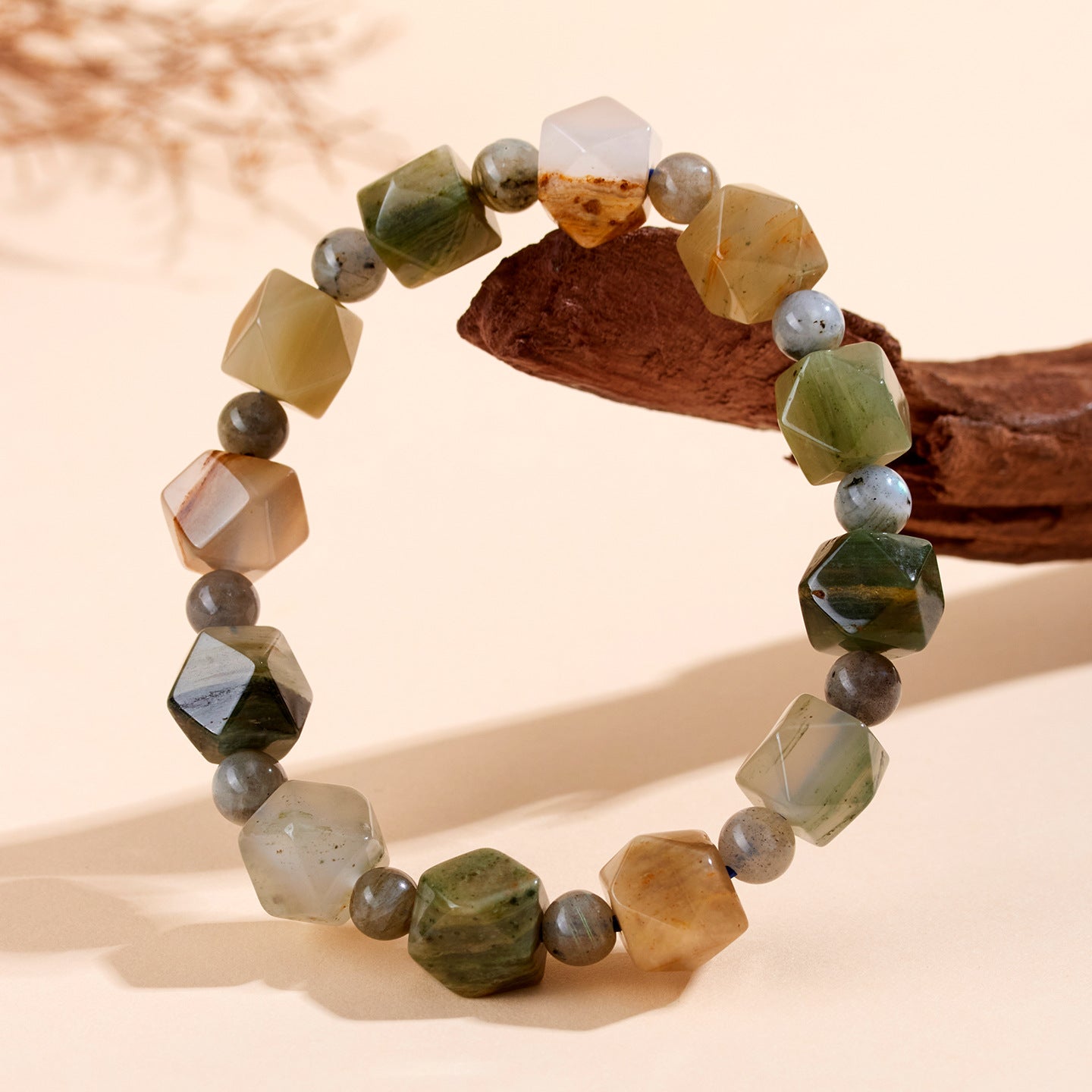 Natural Phantom Agate Irregular Single Circle Bracelet | Mystical Protection & Wealth Attraction