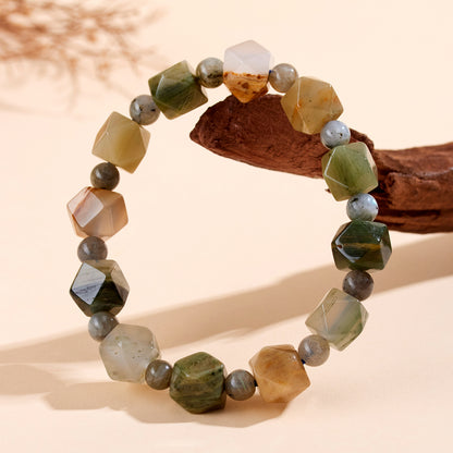 Natural Phantom Agate Irregular Single Circle Bracelet | Mystical Protection & Wealth Attraction