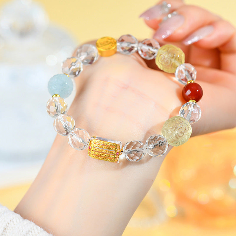Natural Multi-Treasure Five-Way Wealth God Crystal Bracelet | Prosperity & Spiritual Harmony