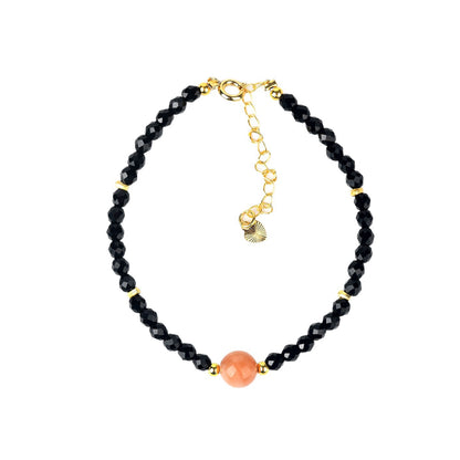 Natural Crystal Black Spinel Multi-Gem Adjustable Bracelet for Women - Mystical Protection & Elegance