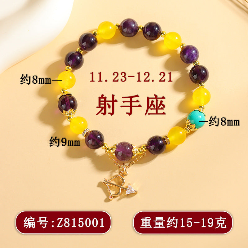 Natural Crystal Zodiac Bracelet - Mystical Astrological Jewelry for Women's Empowerment
