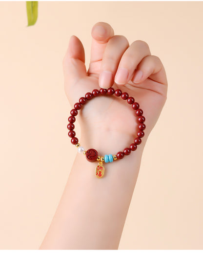 Natural Purple Gold Cinnabar Zodiac Bracelet - Women's Feng Shui Protection & Fortune Talisman