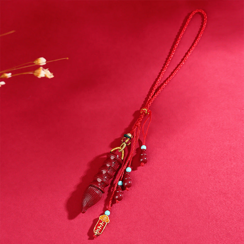 Natural Purple Gold Cinnabar Feng Shui Pen Pendant for Car & Bag - Birth Year Success Talisman