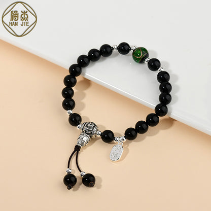 Natural Obsidian Buddha Beads Bracelet｜Spiritual Protection & Zen Energy for Women