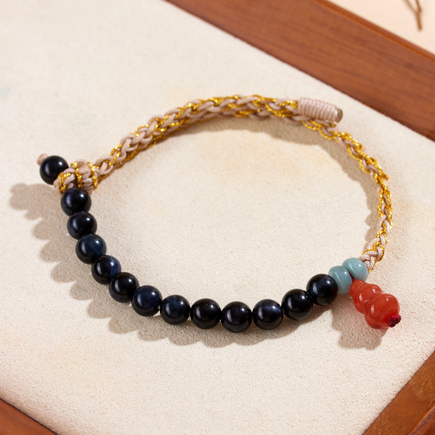 Blue Tiger Eye Half Circle Bracelet | Fate Protection Chinese Style Women's Jewelry