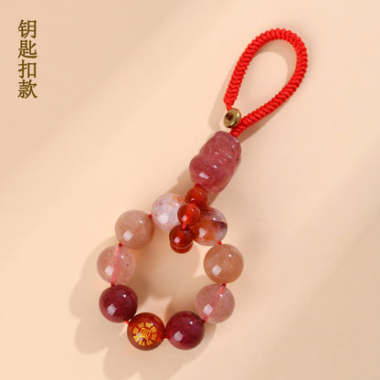 Crystal Five Elements Pixiu Keychain - Fire Energy Boost & Wealth Attraction Chinese Style Pendant