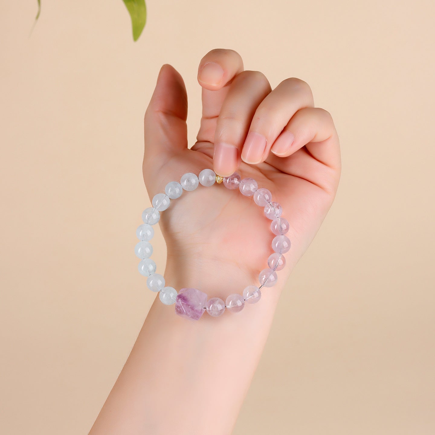 Natural Lavender Amethyst and Aquamarine Faceted Bracelet | Half Blue Half Purple Spiritual Jewelry