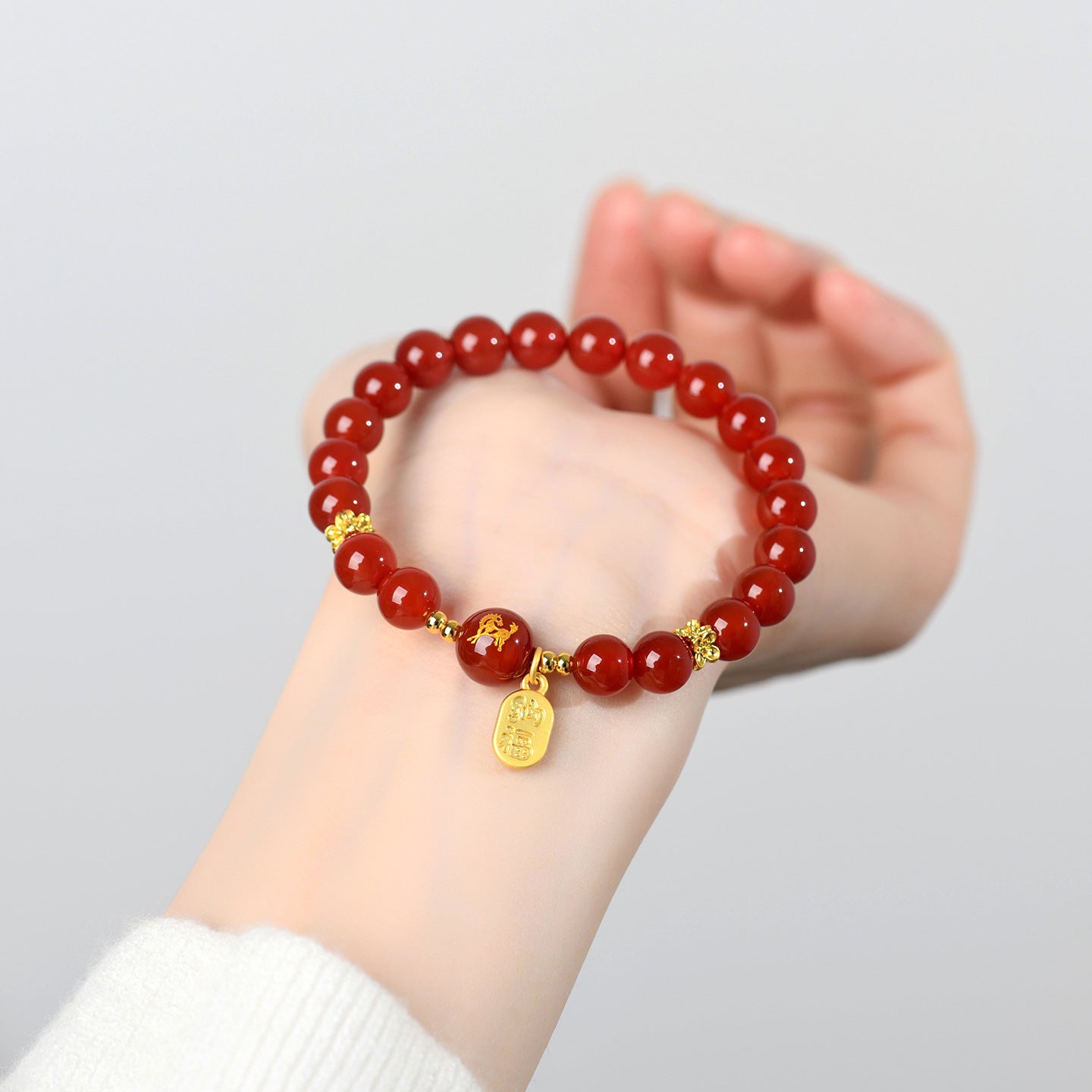 Natural Red Agate Zodiac Bracelet - Chinese Style Protection & Luck Charm for Women