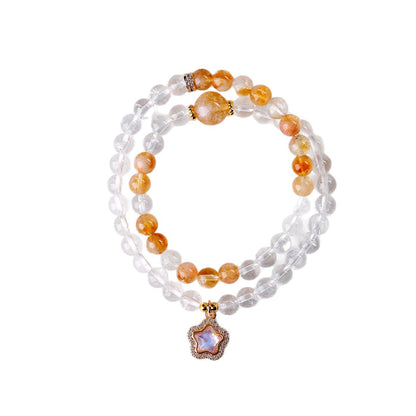 Natural White and Yellow Crystal Double Circle Bracelet - Starry Sky Women's Spiritual Jewelry
