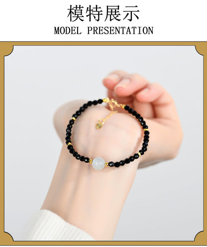 Natural Crystal Black Spinel Multi-Gem Adjustable Bracelet for Women - Mystical Protection & Elegance