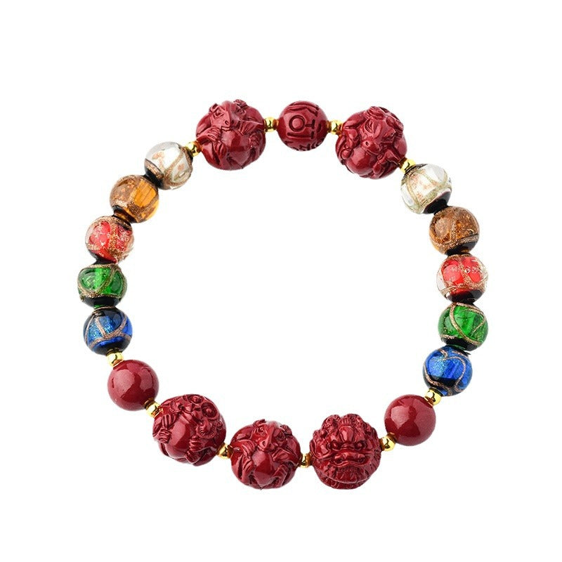 Incense Ash Glazed Cinnabar Dragon Year Bracelet – Three-in-One Spiritual Harmony for Couples