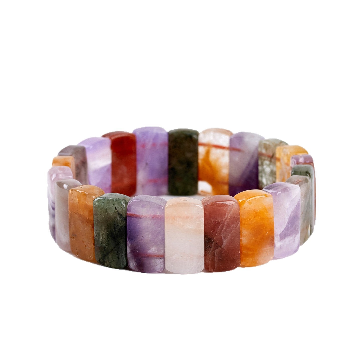 Natural Crystal Colorful Handmade Bracelet - Elegant Women's Feng Shui Energy Jewelry