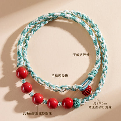 Natural Imperial Red Cinnabar Double Circle Tibetan Bracelet | Spiritual Protection & Harmony