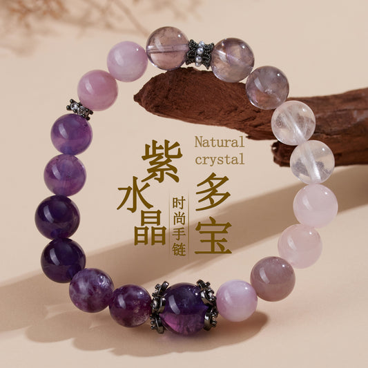Natural Amethyst Multi-Gem Bracelet | Nine Purple Fire Women's Spiritual Jewelry