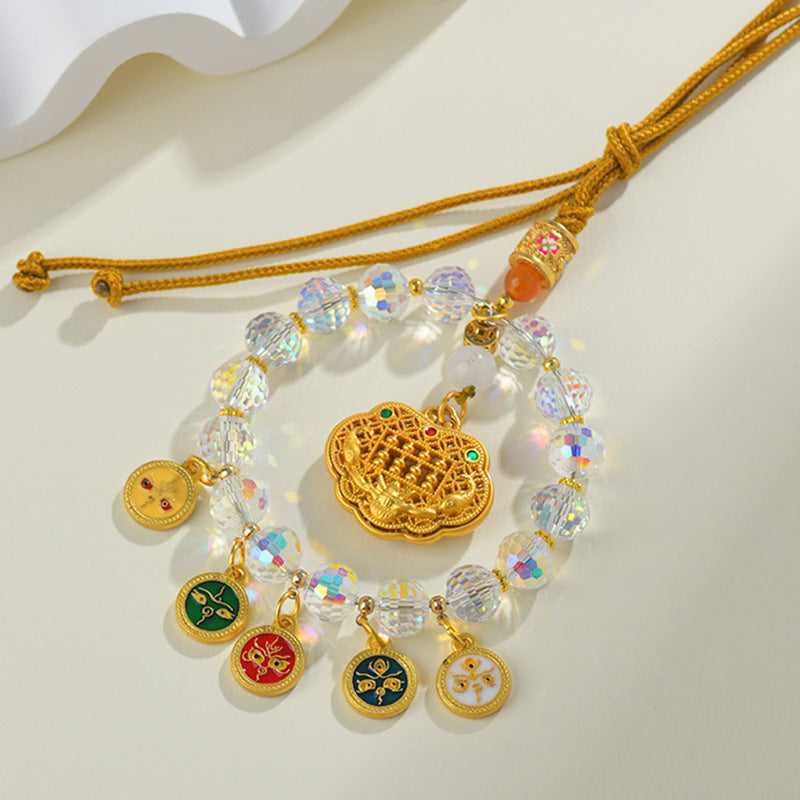 Five-Way God of Wealth Ruyi Lock Abacus Car Pendant - Prosperity and Protection Talisman