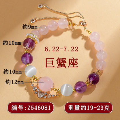 Natural Crystal Zodiac Bracelet - Mystical Energy & Fortune Enhancer for Women