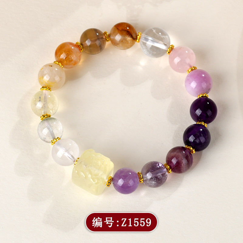 Lemon Yellow Crystal Phoenix Peony Bracelet | Natural Gemstone Women's Spiritual Jewelry