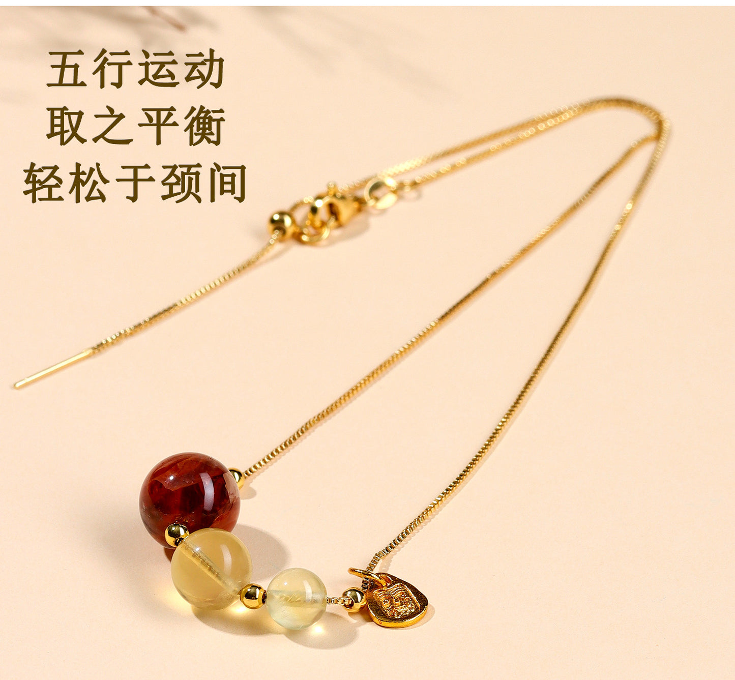 Natural Crystal Five Elements Collarbone Necklace | Balance Harmony & Wealth for Women