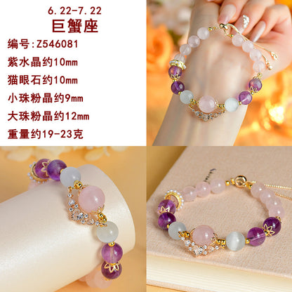 Natural Crystal Zodiac Bracelet - Mystical Energy & Fortune Enhancer for Women