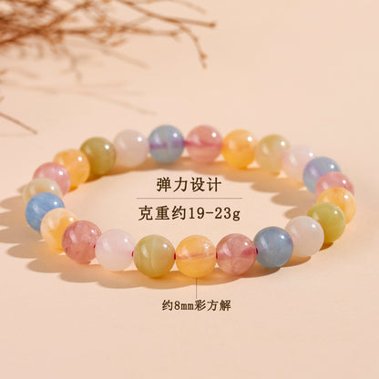 Natural Crystal Colorful Quartz Single Circle Bracelet - Macaron Hues for Harmony & Luck