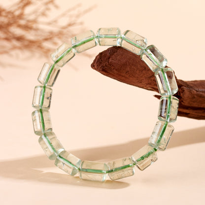 Natural Green Crystal Barrel Bead Bracelet | Elegant Charm for Women's Luck & Style