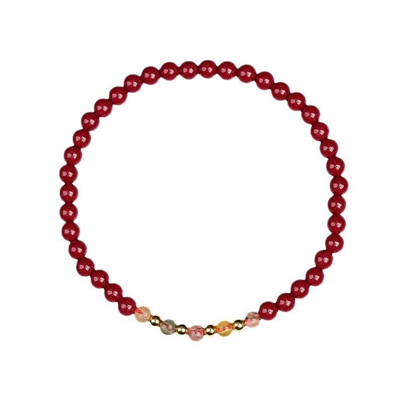 Natural Raw Ore Cinnabar Tourmaline Bracelet with Imperial Purple Gold Sand - Mystical Energy & Fortune Enhancer